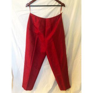 Talbots Red Silk Ankle Crop Pants